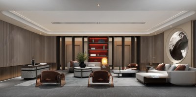 新中式酒店会客厅3D模型下载